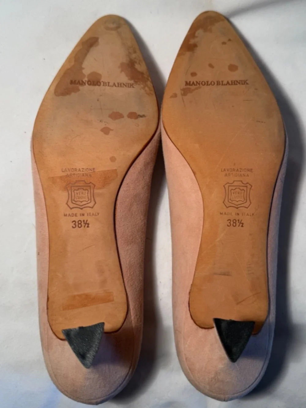 Vintage Manolo Blahnik Light Pink Suede Heels Size 38.5